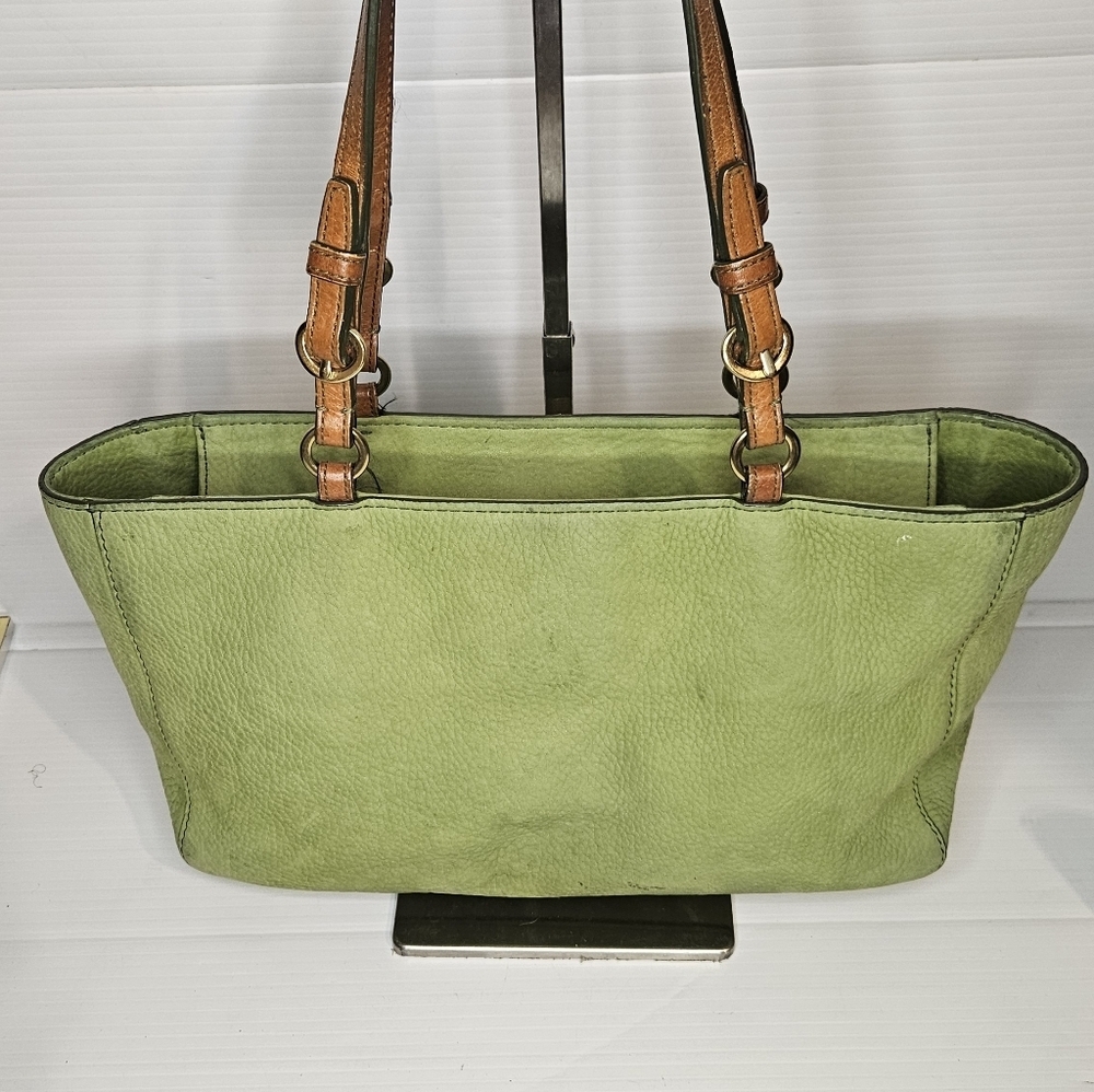Vintage Coach Chelsea Tote Green Nubuc F10187 Rare - Picture 2 of 14